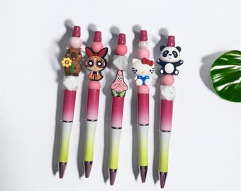 Bolígrafo con cuentas de silicona / Artículos de papelería con personajes de dibujos animados