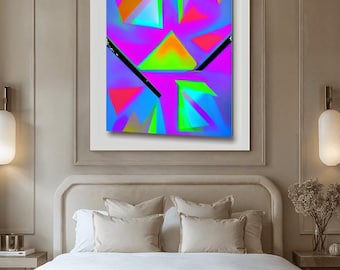 Neon Abstract Wall Art – Vibrant Geometric Design