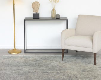 Hand-Knotted Wool Area Rug: Modern Textured Multicolor Design