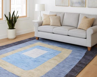 Tufted Wool Area Rug: Modern Textured Carpet, Soft Neutral Tones