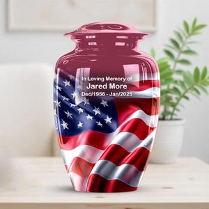 American Flag Cremation Urn – Patriotic Urn for Ashes | Veteran Memorial Gift  Custom Military Urn - Funeral Keepsake - Urns for Human Ashes