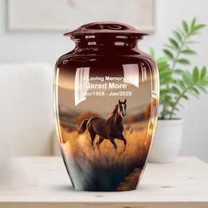 Handmade Horse Urn for Ashes Personalized Memorial Keepsake  10 Inch Horse Cremation Urn for Ashes – Personalized Wild Horse Memorial Urn