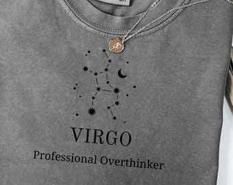 Koszulka Comfort Colors Virgo Overthinker: Koszulka z astrologią zodiaku