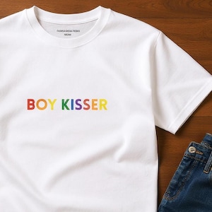Boy Kisser Gay T-Shirt, Funny Queer Shirt, LGBTQ Pride Tee, Flirty Gay Shirt, Bold Pride Top, Queer Statement Shirt, Gay Gift, Pride Outfit