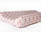 Changing pad cover CORAL TRIBAL for contoured pad - coral change mat cover - baby girl bedding- baby fitted slipcover- tribal changing cover