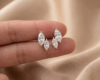3,00 kt Lab Grown Marquise diamanten oorknopjes – witgouden minimalistische schittering
