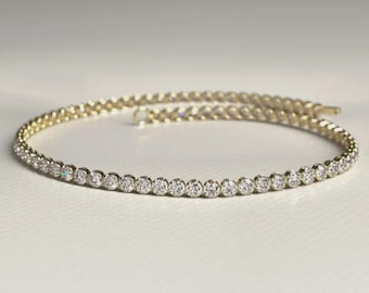Tennisarmband, 1,85 ctw 14 kt gouden ronde diamanten griffende tennisarmband, jubileumcadeau, cadeau voor haar