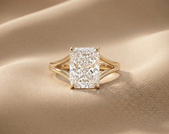 2.00ct Radiant Cut Lab Grown Diamond Engagement Ring, Hidden Halo Split Shank, IGI Certified