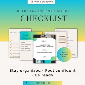 Checklista för intervjuförberedelse | Guide för arbetsintervjuförberedelse i PDF-format | Checklista för intervju | Verktyg för karriärförberedelse
