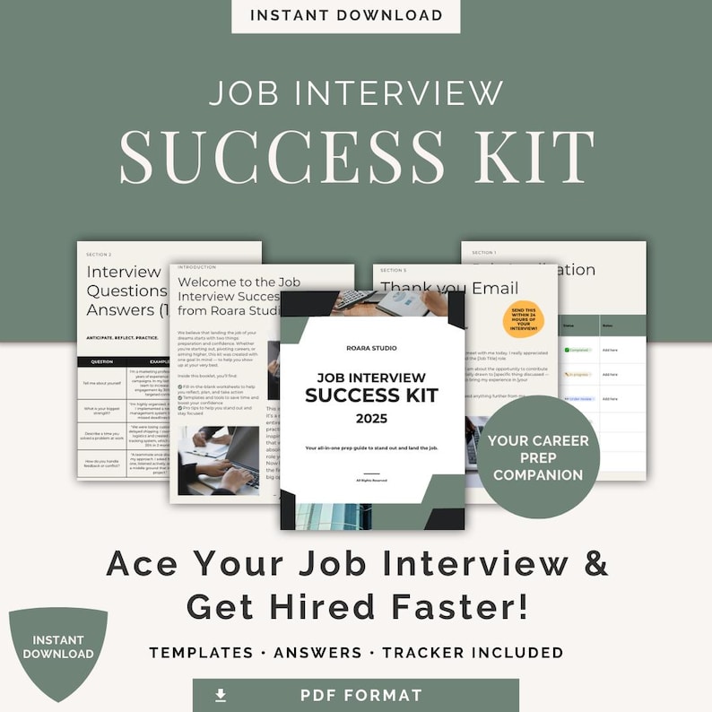 Job Interview Prep Success Kit – Career Prep Worksheets, Questions ...