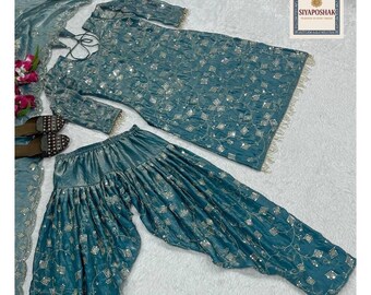 Heavy Fancy Crush Silk Material With 5mm Sequence Embroidery Work By Siyaposhak
