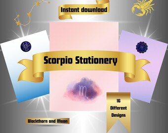 Scorpio Zodiac Stationery Set: 16 Printable Journal Pages (PDF)