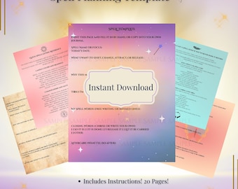 Spell Planning Kit: Witchcraft Journal Pages, Grimoire Templates (PDF Download)