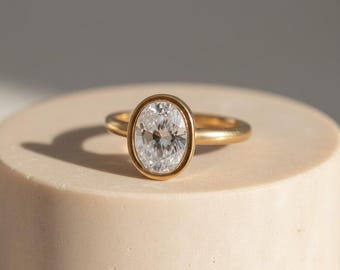 Gold Oval Bezel Ring | Minimalist Everyday Ring | 18k PVD Stainless Steel Travel Ring