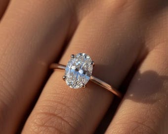 Oval Moissanite Ring | 1 Carat | Solitaire Oval Cut Engagement Ring, Anniversary | 18k Gold Promise Ring | 1ct Moissanite Ring Oval