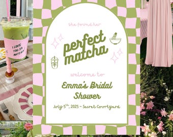 Matcha Bridal Shower Welcome Sign: Editable Canva Template (Digital Download)