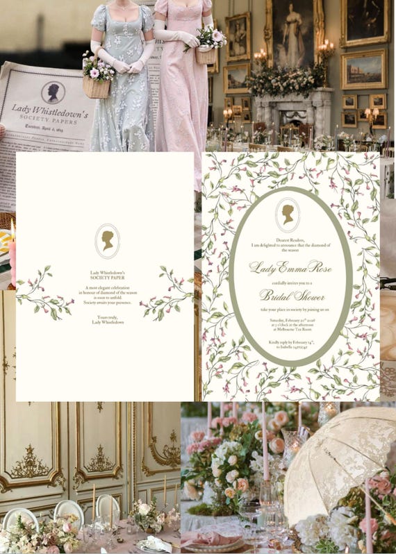 Bridgerton Bridal Shower Invitation | Regency Tea Party Template (Digital Download)