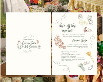 Fresh off the Market  Bridal Shower Invitation: Editable Canva Template (5x7, Digital Printable Invite)