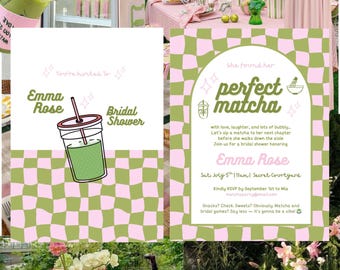 Matcha Bridal Shower Invitation: Editable Tea Party Template (5x7 Digital Download)