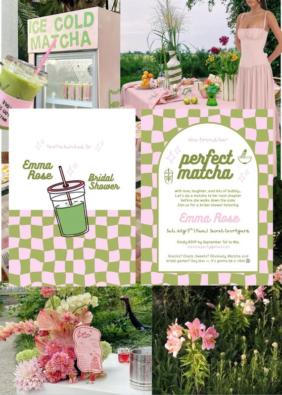 Matcha Bridal Shower Invitation: Editable Tea Party Template (5x7 Digital Download)