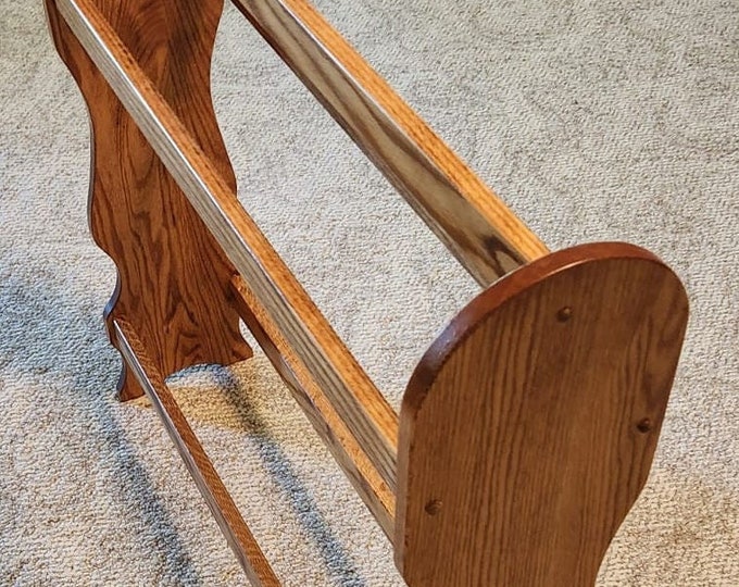 Hand Crafted Custom Made NEW Solid Oak Wood Quilt Rack Stand / Blanket