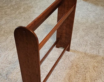 Hand Crafted NEW Solid Cherry Wood Mission Style Quilt Rack Stand / Blanket Stand