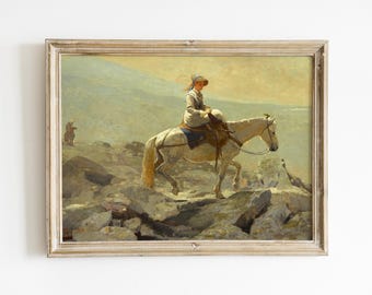Vintage Horse Oil Painting Print, Animal Wall Art