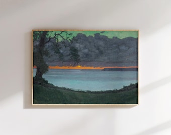 Vallotton Sunset Landscape Print: Sztuka ścienna w stylu vintage modernistycznym