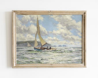 Vintage Sailing Painting Print: Nautical Maritime Wall Art
