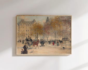 Vintage Paris Street Scene Print: Autumn Impressionist Wall Art