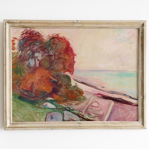 Edvard Munch Pink Sunset Print: Vintage Sea Landscape Wall Art
