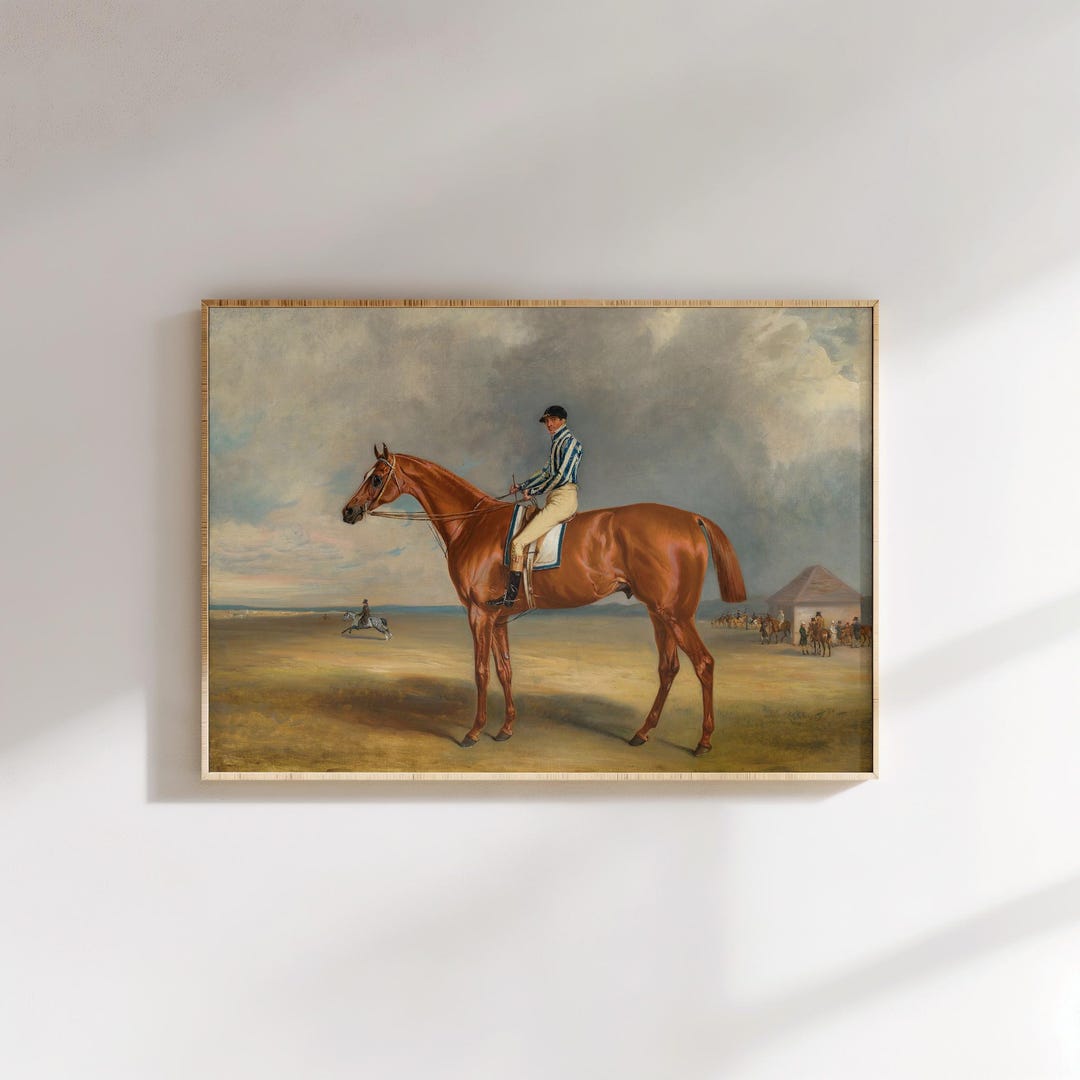 Vintage Equestrian Painting Print, Horse Racing Jockey Wall Art ...