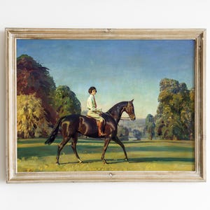 Impresión de pintura de caballo vintage: arte mural ecuestre rústico de granja
