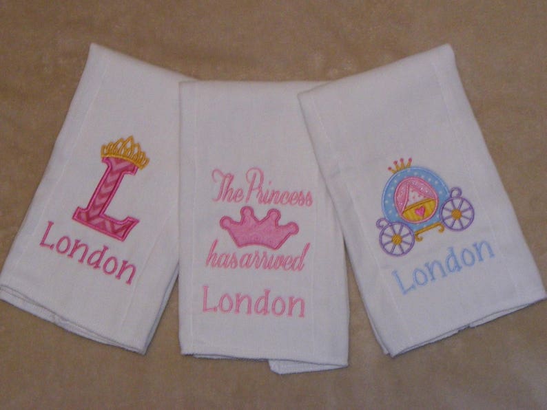 The Princess has Arrived Burp Cloth or BIb SINGLES