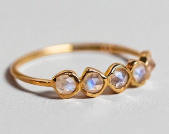 14K Gold Filled Rainbow Moonstone Ring June Birthstone Ring, Ring for Women, Handmade Jewellery, Gift for Women, Birthday Gift Stacking Ring