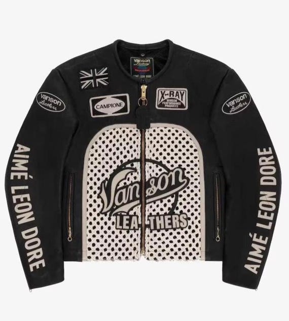 Aime Leon Dore X Vanson Leather Biker Jacket: Embroidered Moto