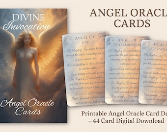 Printable Angel Oracle Cards | 44 card digital download | Divine guidance cards | affirmations.