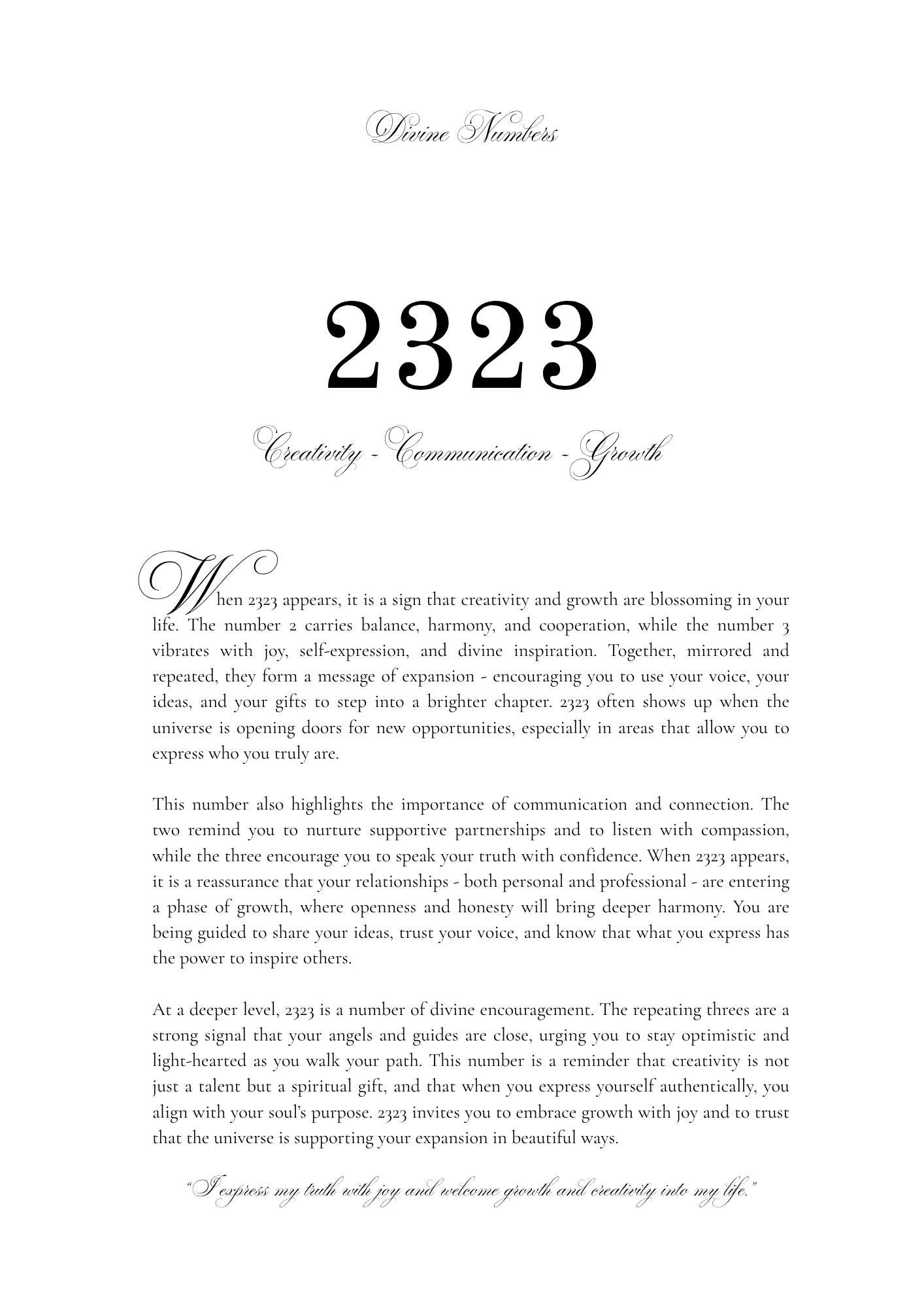 2323 Angel Number Print: Spiritual Wall Art (digital Download) - Etsy