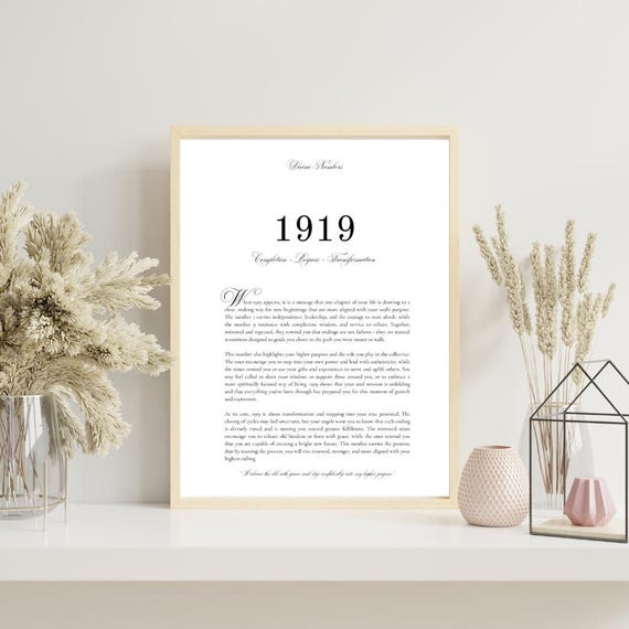 1919 Angel Number Print: Spiritual Wall Art (digital Download
