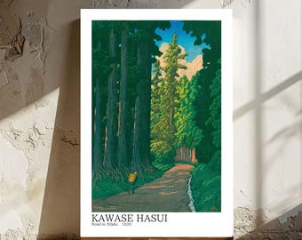 Japanese Landscape Wall Art | Hasui Kawase Road to Nikko | Vintage Woodblock print | Digital Download