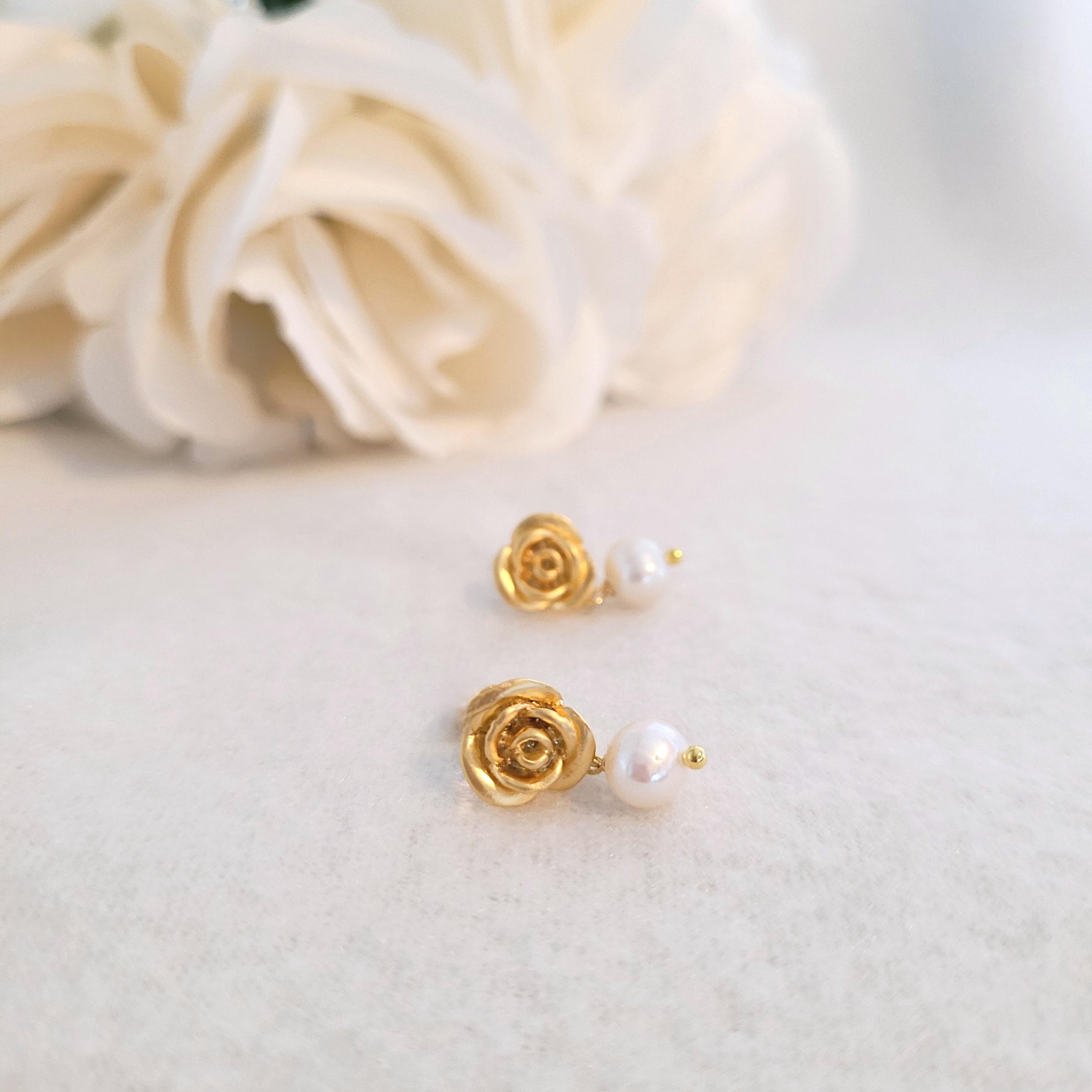 Matte Gold Pearl Drop Earrings