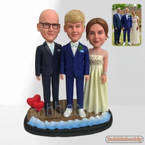 Benutzerdefinierte Familie Bobblehead - Personalisierte handgemachte Tonfigurine, benutzerdefinierte Bobblehead vom Foto Hochzeit Bobblehead, Eltern Bobblehead,