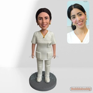 Custom Bobblehead Nurse, Handmade Bobblehead Doctor, Personalized Bobblehead Woman, Wife Bobblehead Gift, Mom Bobblehead Keepsake
