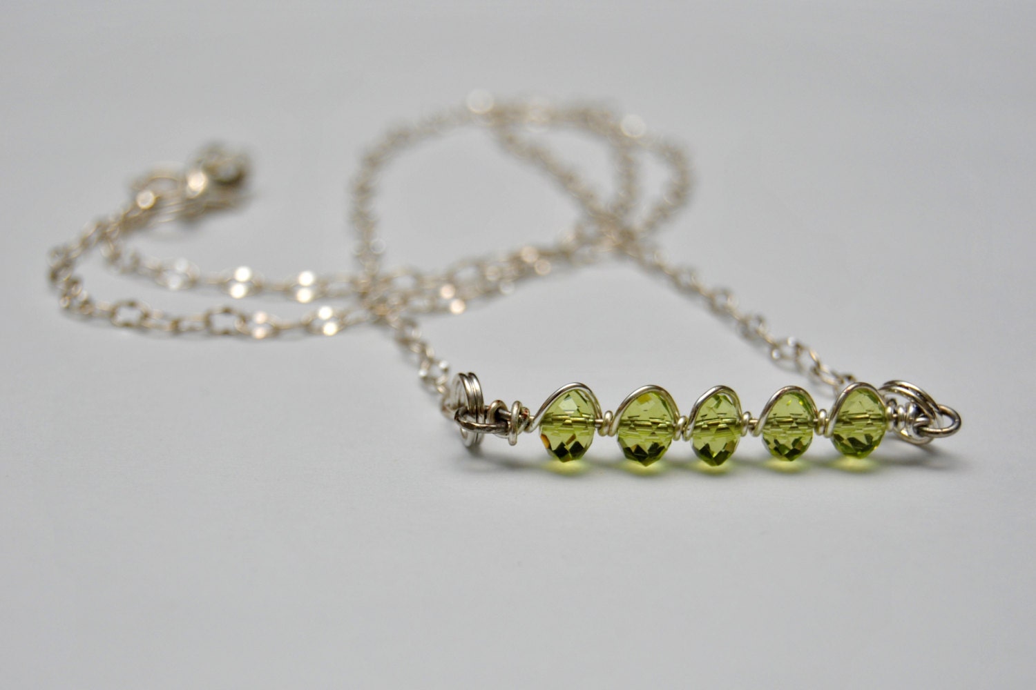 Green Wire Wrapped Bead Necklace 521_232941 Etsy