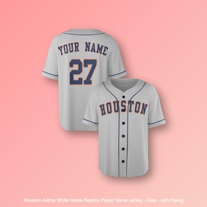 Personalized Houston Astros Gray Home Replica Player Name Jersey for Men, Women, Youth, Kids - Piping / without Piping