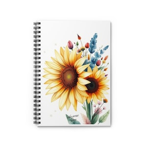 Sunflower Spiral Notebook - Bright Floral Journal for Note-Taking, Writing, Gift for Teachers, Back to School, Mother&#39;s Day