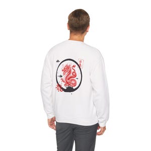 Japanese Dragon Samurai Mystical Sweatshirt, Asian Mythology Crewneck Jumper, Oriental Fantasy Pullover, Dragon Lover Gift, Unisex Hoodie