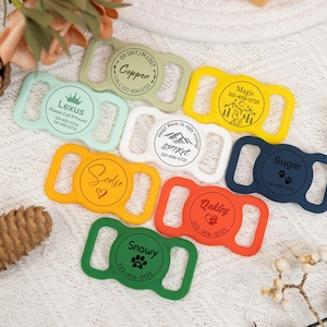 Personalized Engraved Airtag Case Silicone Pet Collar,Pet Apple Air Tag Holder for Dog Collar ,Holder AirTag Dog Collar,Cover Dog Tag Collar