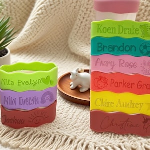 Personalized Bottle labels, Engraved Silicone Bottle Label for Baby, Cup label bands,Sippy cup label, Water bottle label, Sport bottle label