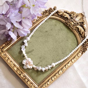 Vintage Baroque Freshwater Pearl Necklace – Handmade Flower Design with Silver-Plated Extender